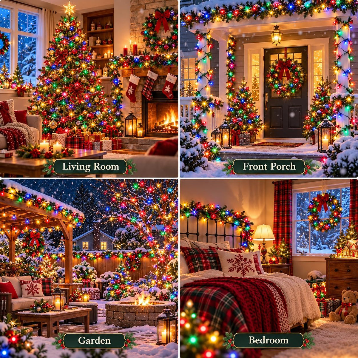 Tira de luces de Navidad conectables de 300 luces LED de 99 pies, 1...