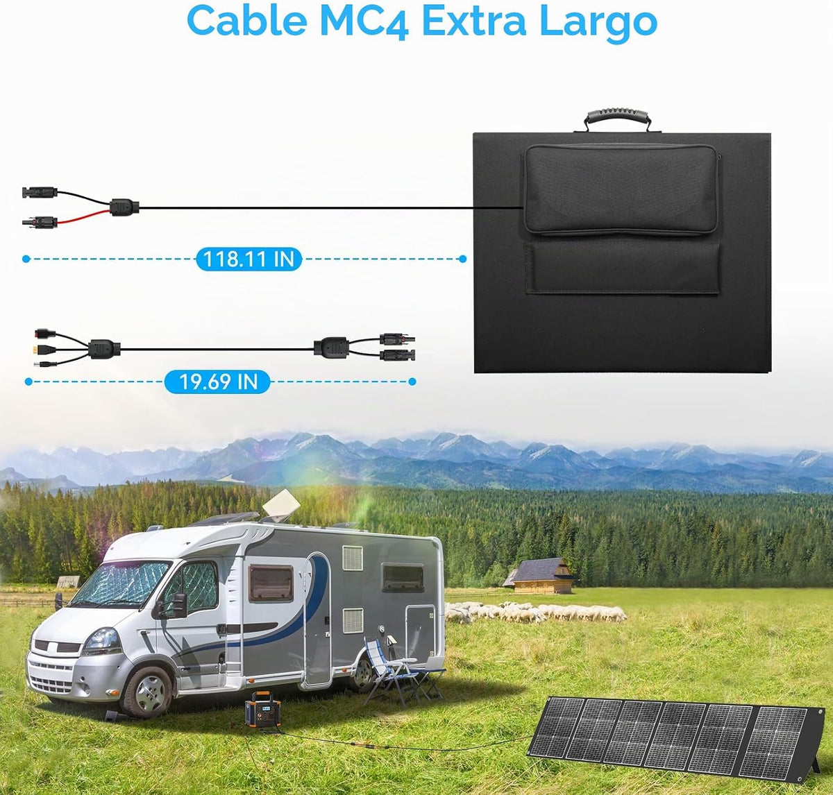 Panel solar plegable portátil Ecosonique 300W 40V MC4 para centrale...