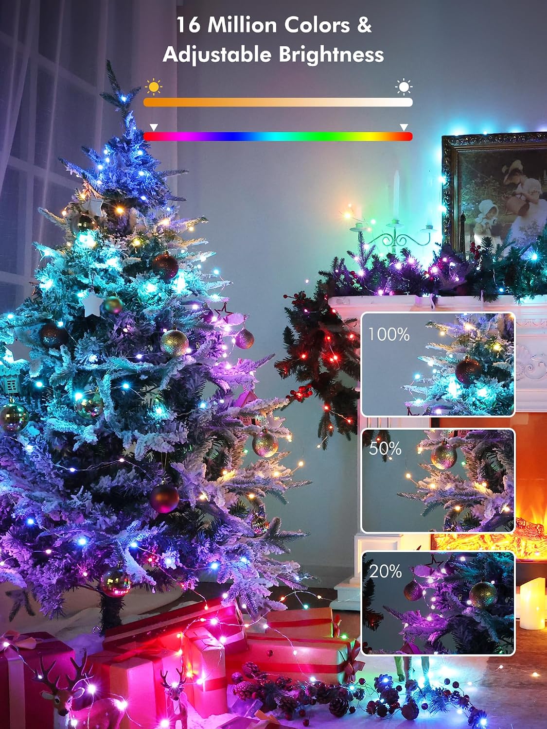 BrizLabs Luces de hadas inteligentes, 66 pies 200 LED, compatible c...