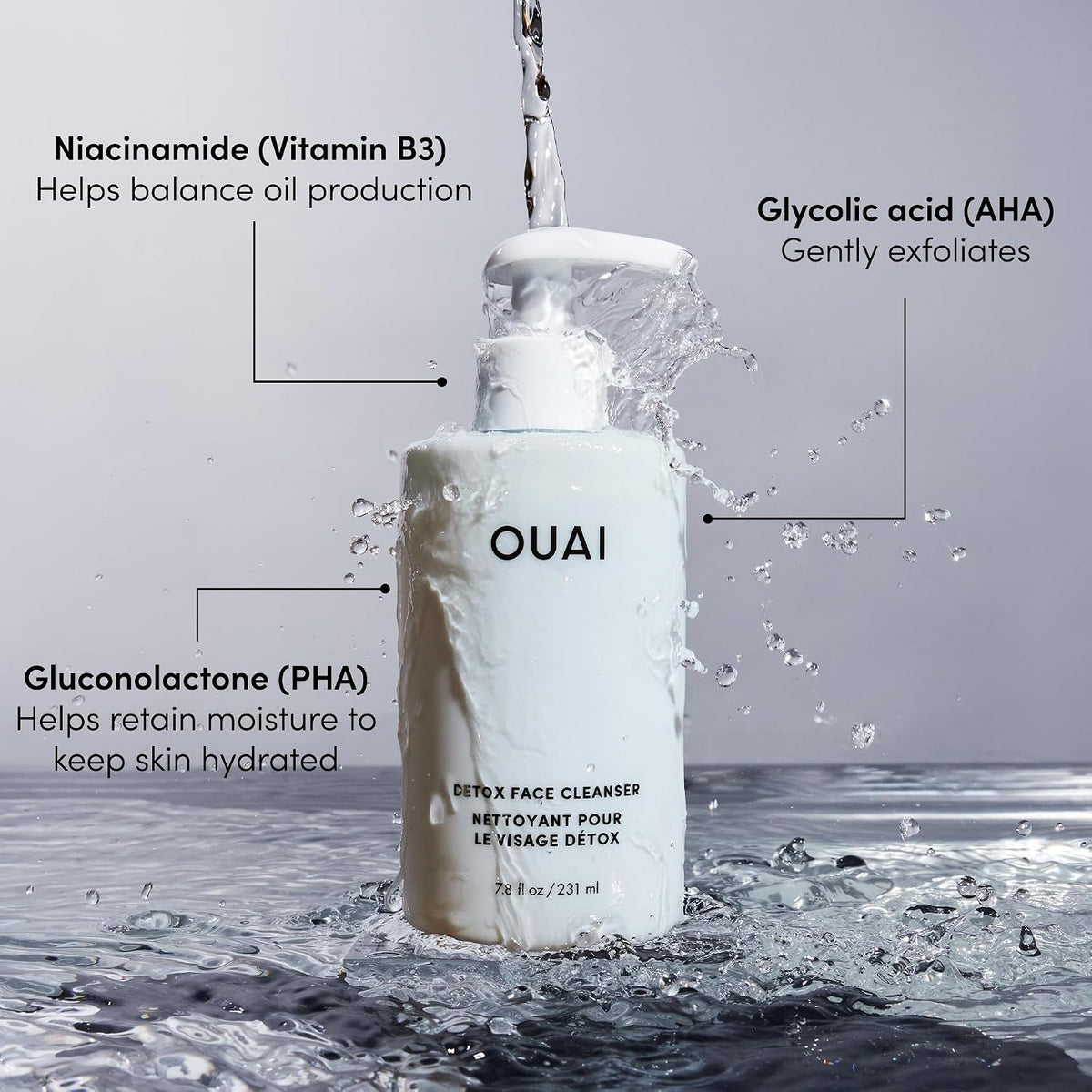 OUAI Limpiador facial Detox \u2013 Lavado facial de limpieza profun...