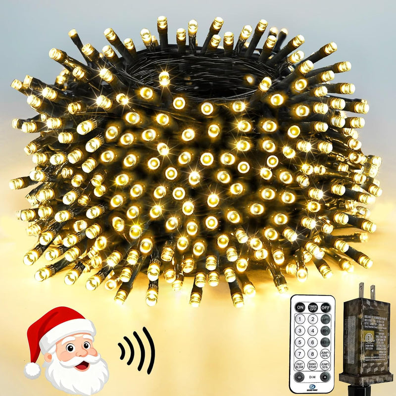 Guirnalda de luces navideñas de 400 LED, 132 pies, controladas por...