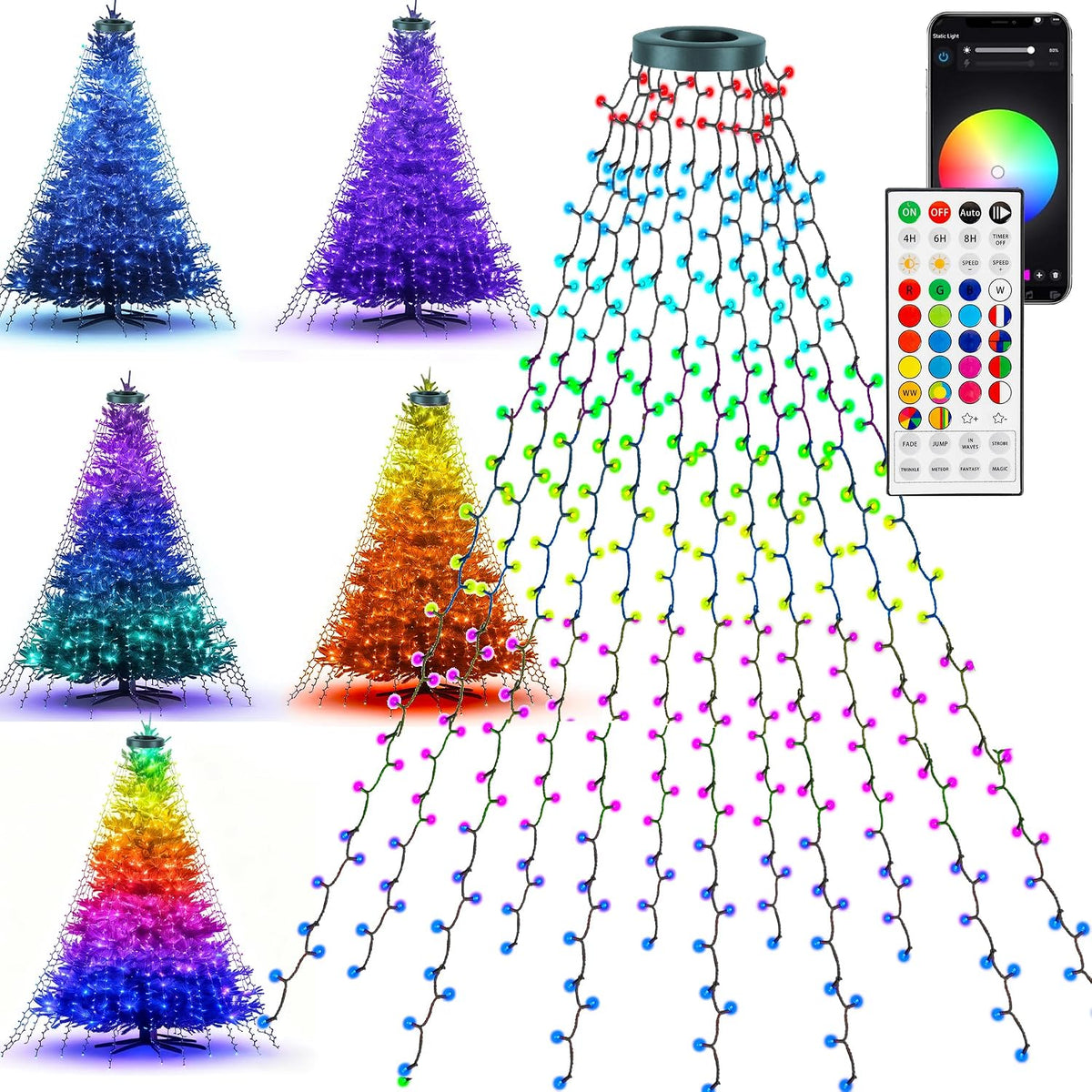 Dazzle Bright Luces inteligentes para árbol de Navidad, 448 luces L...