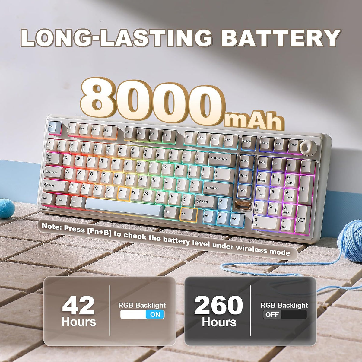 YUNZII Teclado mecánico inalámbrico B98 PRO 96% (beige, interruptor...