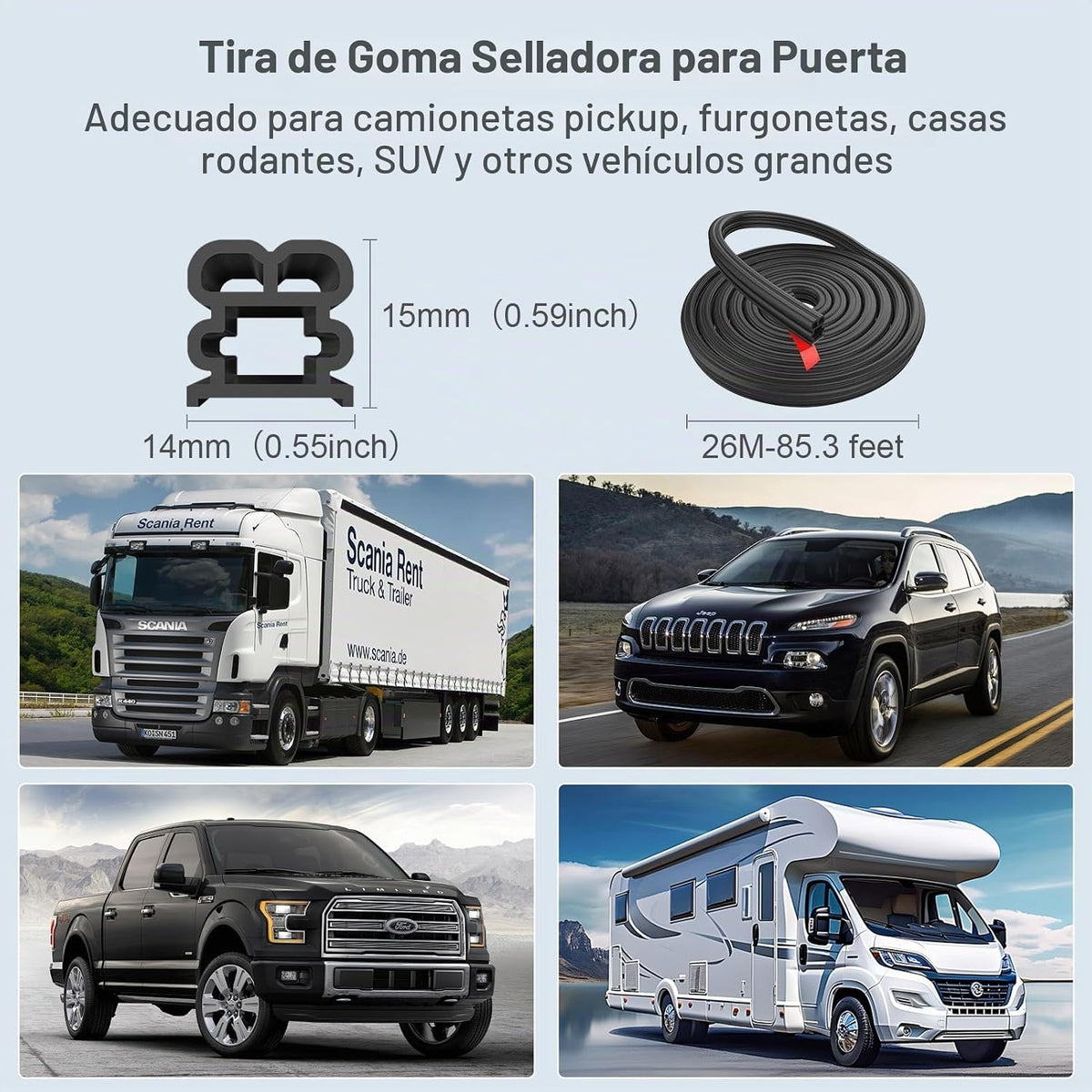 Tira de sellado de goma para camión, automóvil, burlete universal a...