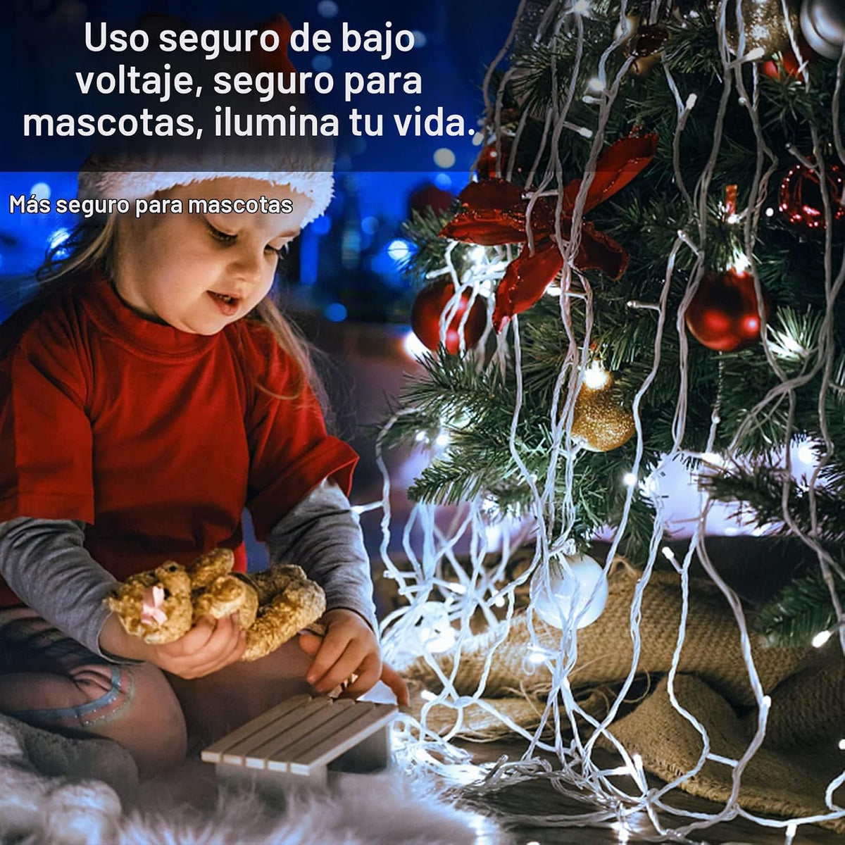 JMEXSUSS 300 luces LED de Navidad impermeables al aire libre, 8 mod...