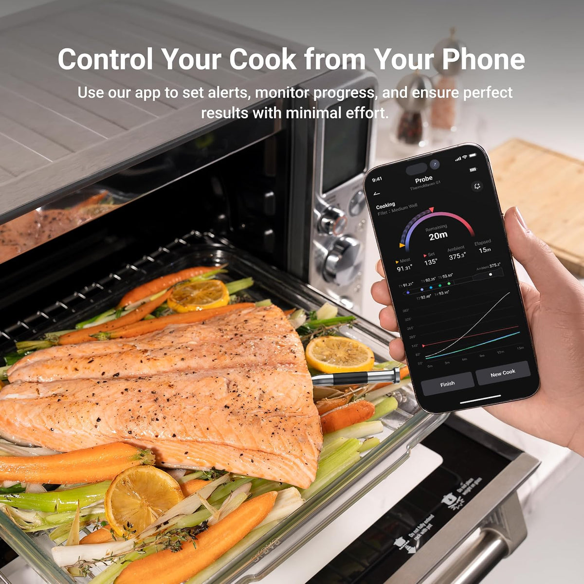 Termómetro inalámbrico inteligente para carne ThermoMaven Sub-1G co...