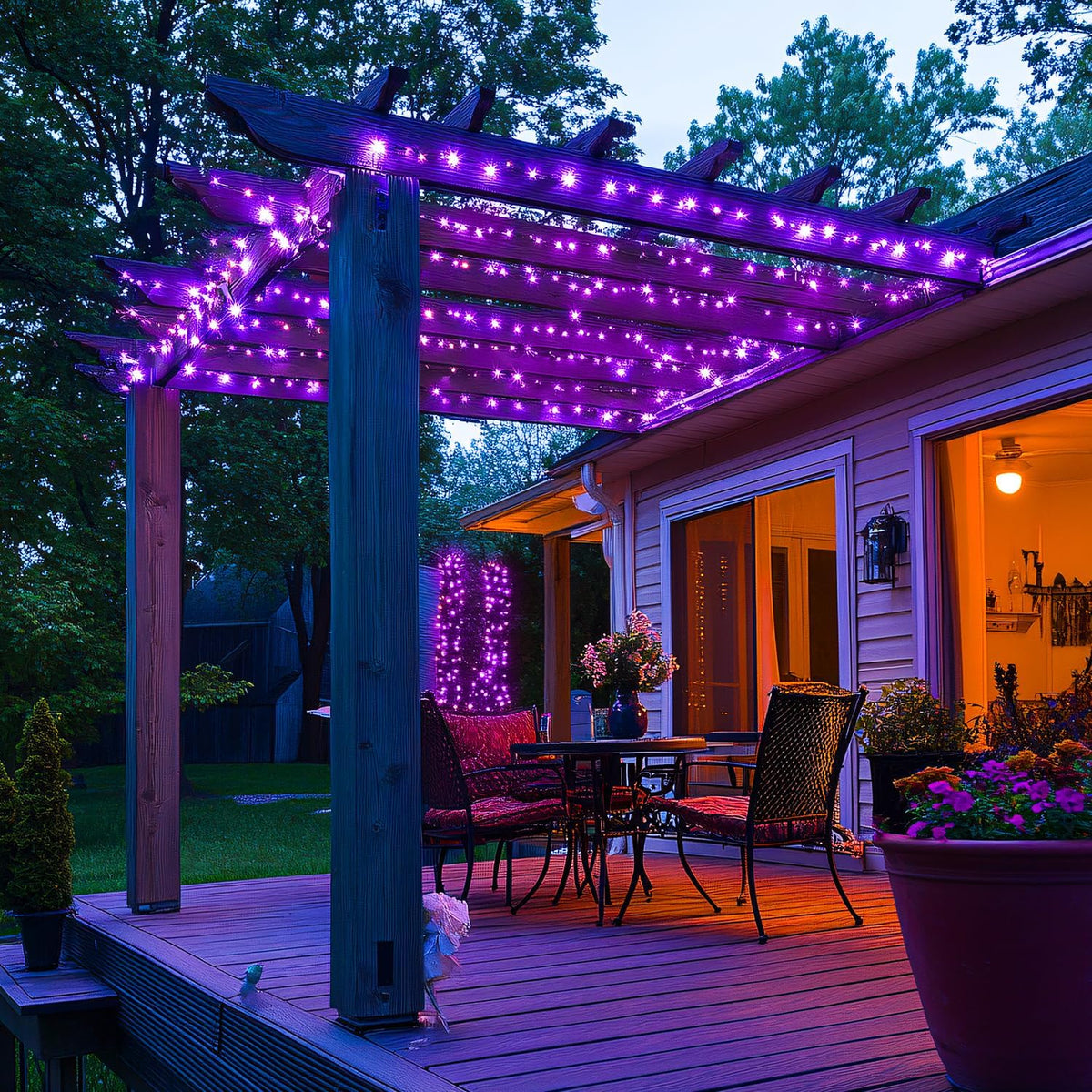 JMEXSUSS 400 luces LED moradas de Halloween al aire libre, luces de...