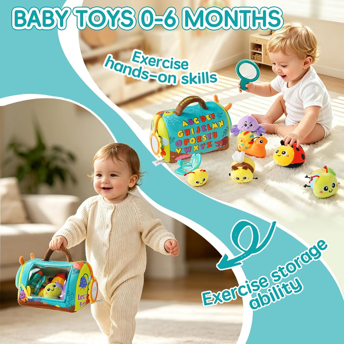 obnobm Insect House - Juego de juguetes de peluche con sonajero, ch...