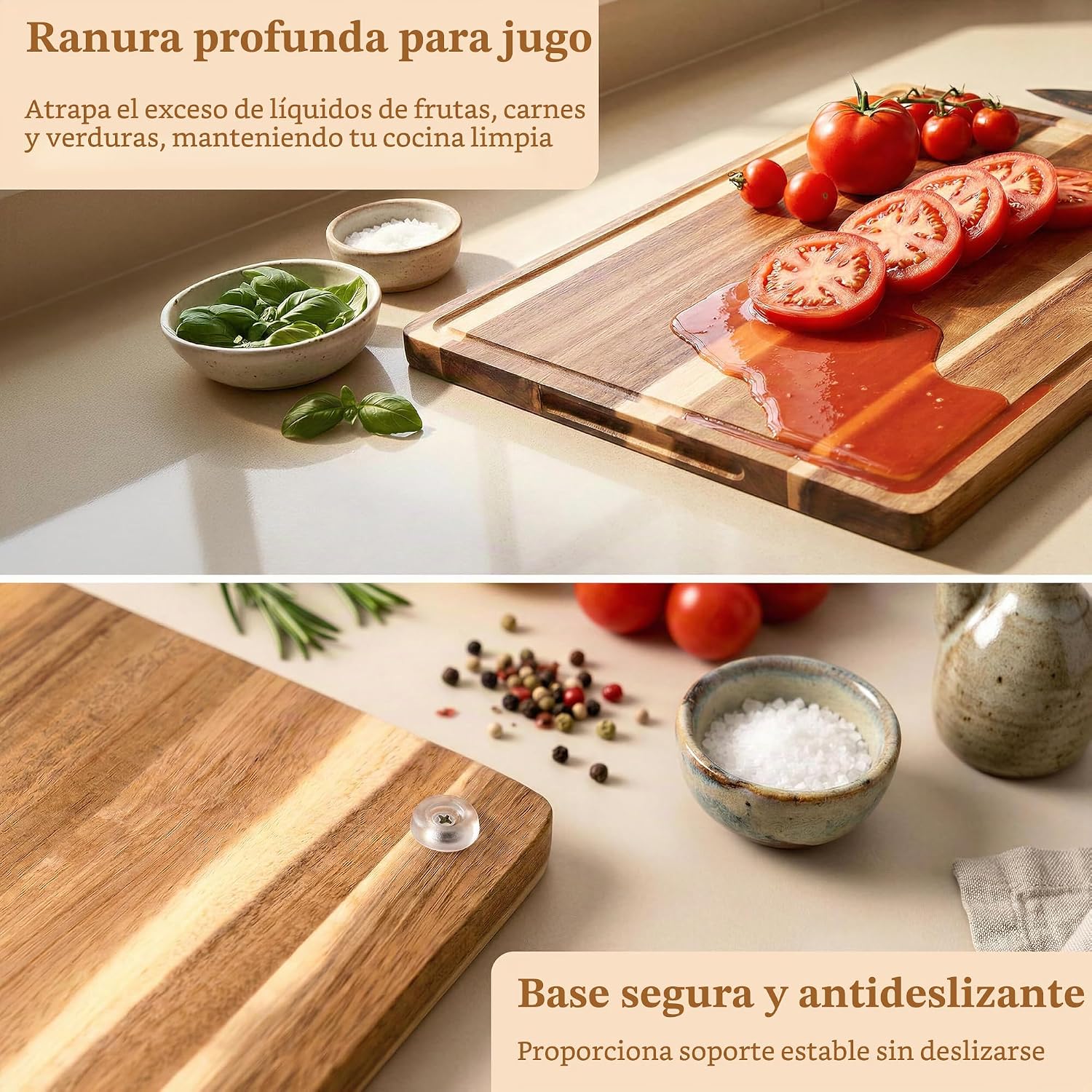EDELHAUS Tabla de cortar de madera de acacia extra grande 17x13, ra...