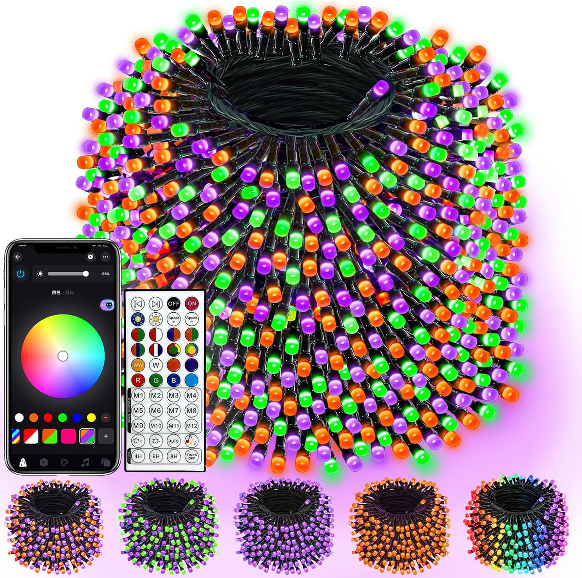 1000LED Smart RGB Luces de cadena que cambian de color Aplicación d...