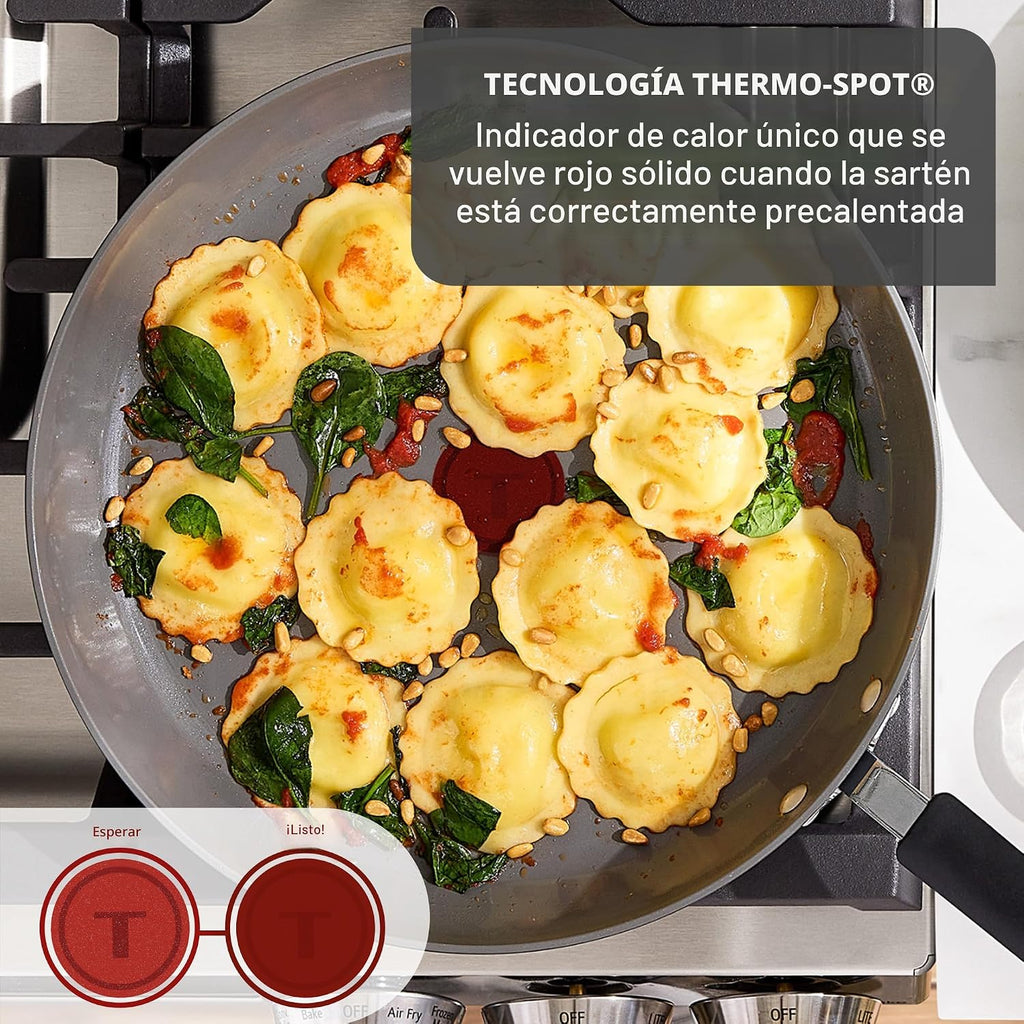 T-fal Juego de utensilios de cocina antiadherentes de cerámica, 8 p...