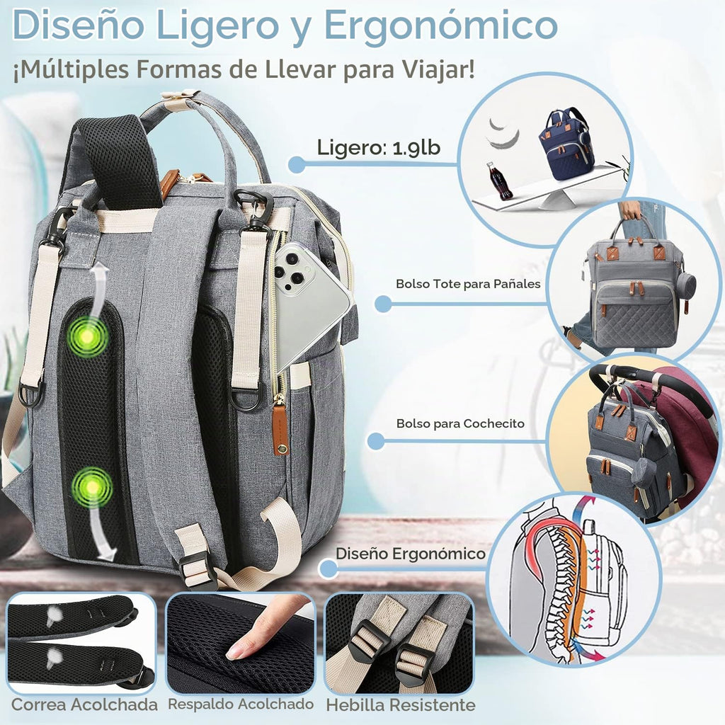 SHITIESHOU Bolsa de pañales mochila para bebé, bolsa de pañales par...