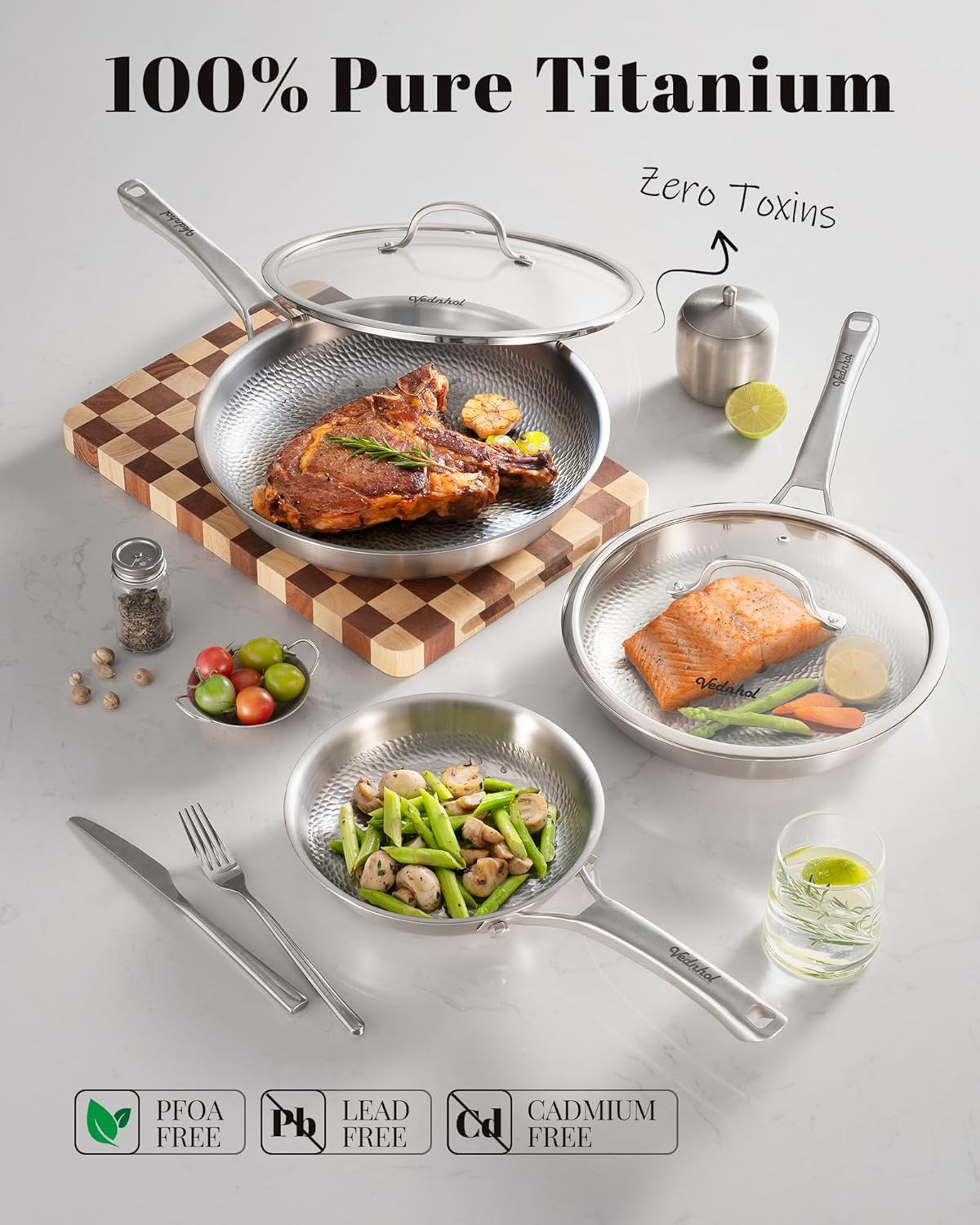 Sartenes de titanio para cocinar | Sartén para gratinar martillada...