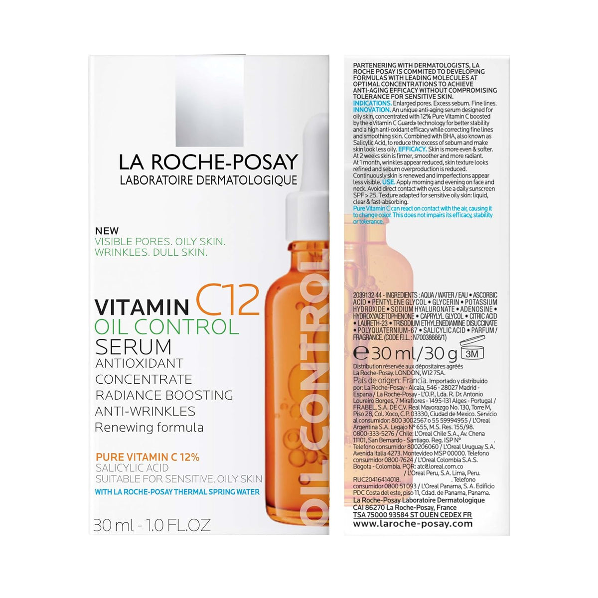 Suero facial con vitamina C al 12% La Roche-Posay, 2 fórmulas con á...