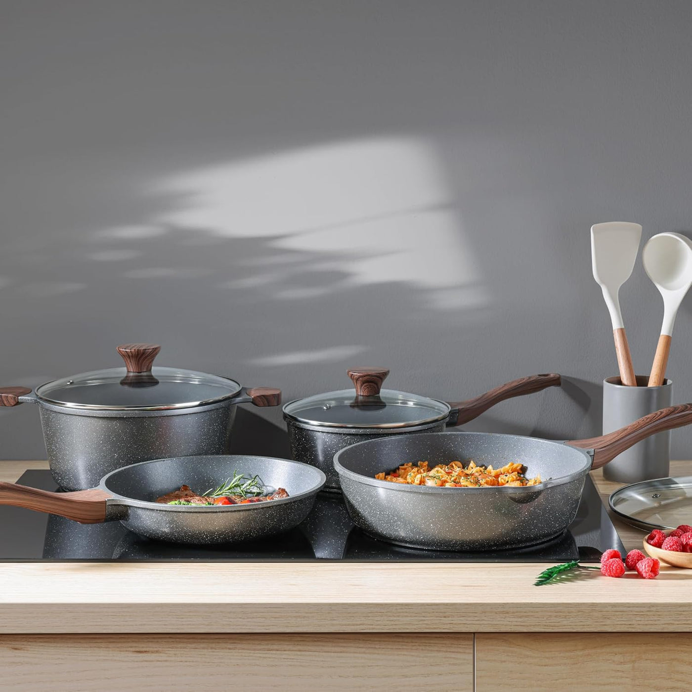 SENSARTE Juego de utensilios de cocina antiadherentes de 13 piezas,...