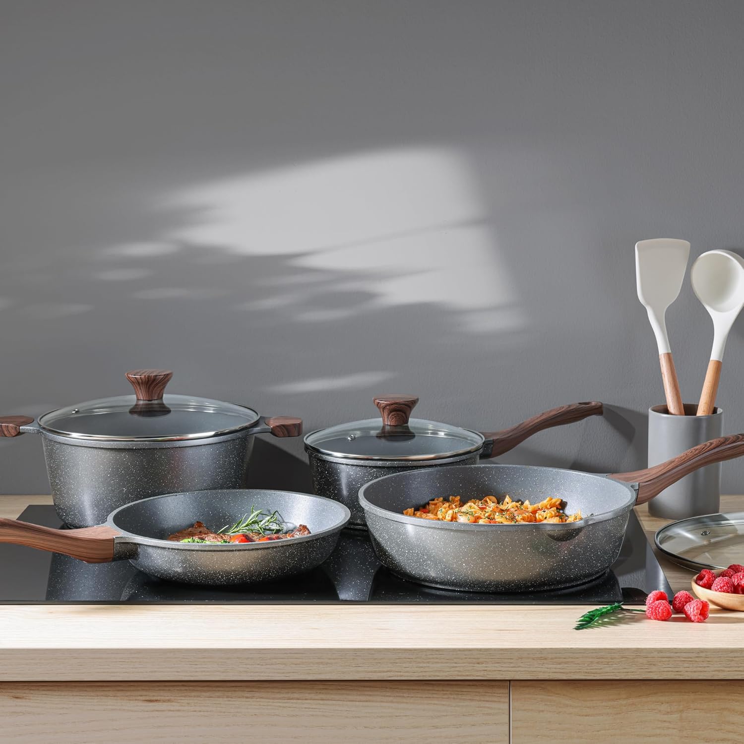 SENSARTE Juego de utensilios de cocina antiadherentes de 13 piezas,...