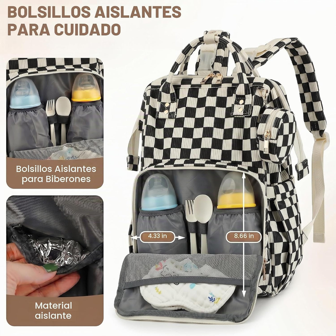 Lrenagao Mochila para pañales de bebé para mamá y papá, bolsa de pa...