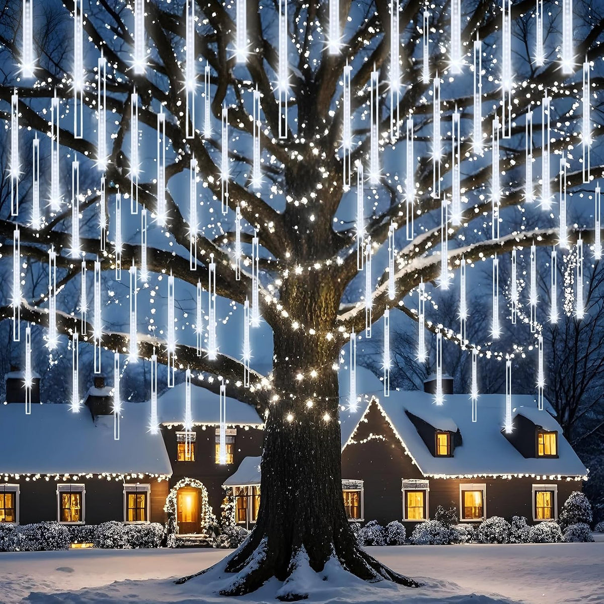 Adecorty Luces navideñas para exteriores, luz de lluvia de meteorit...