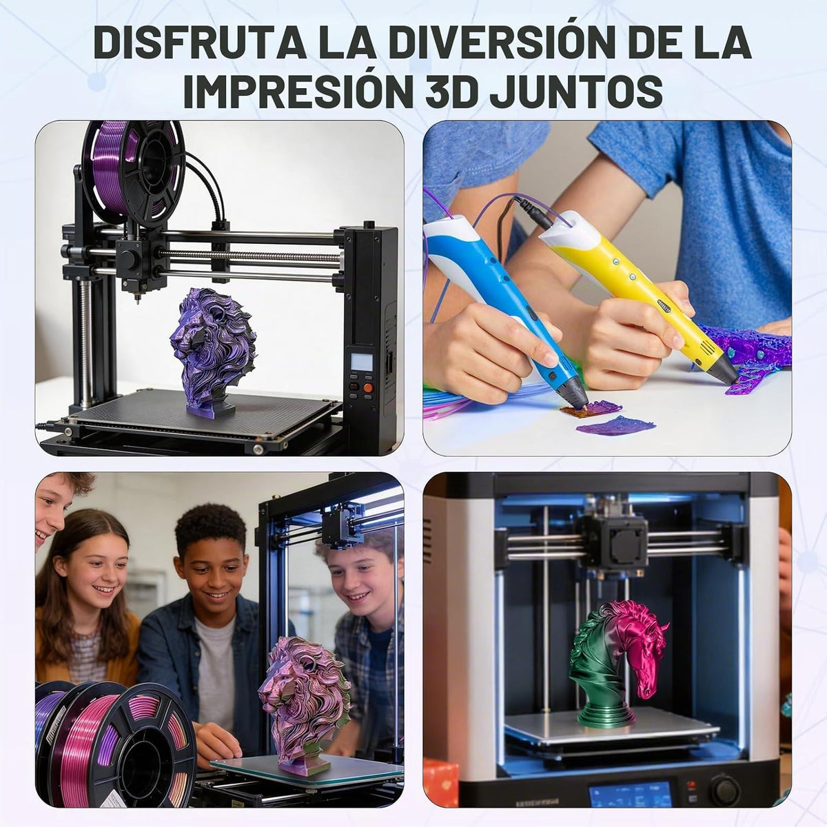 Frucindra Paquete de filamentos para impresora 3D de seda PLA+, tri...