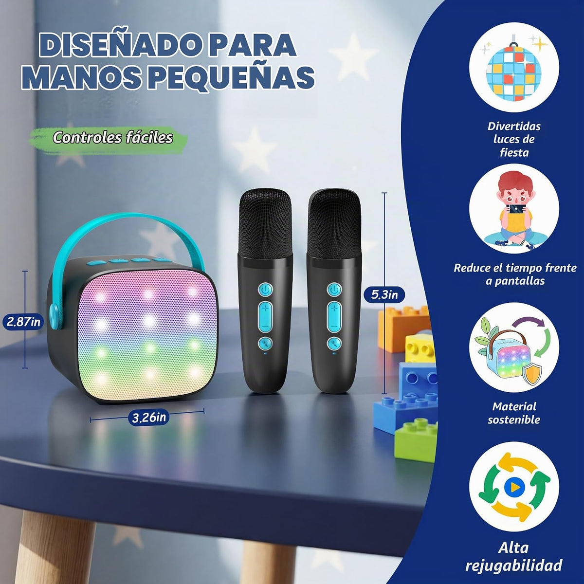 Máquina de Karaoke Mini YLL con 2 Micrófonos Inalámbricos, Mejores...