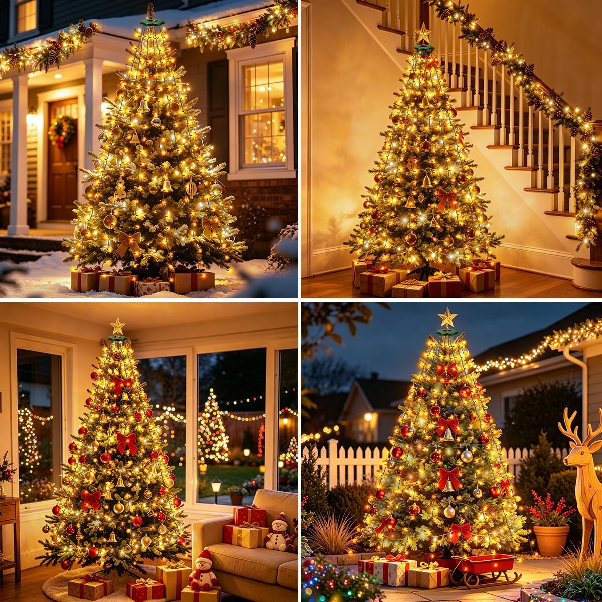 Luces para árbol de Navidad, luces de decoración de árbol, luces de...