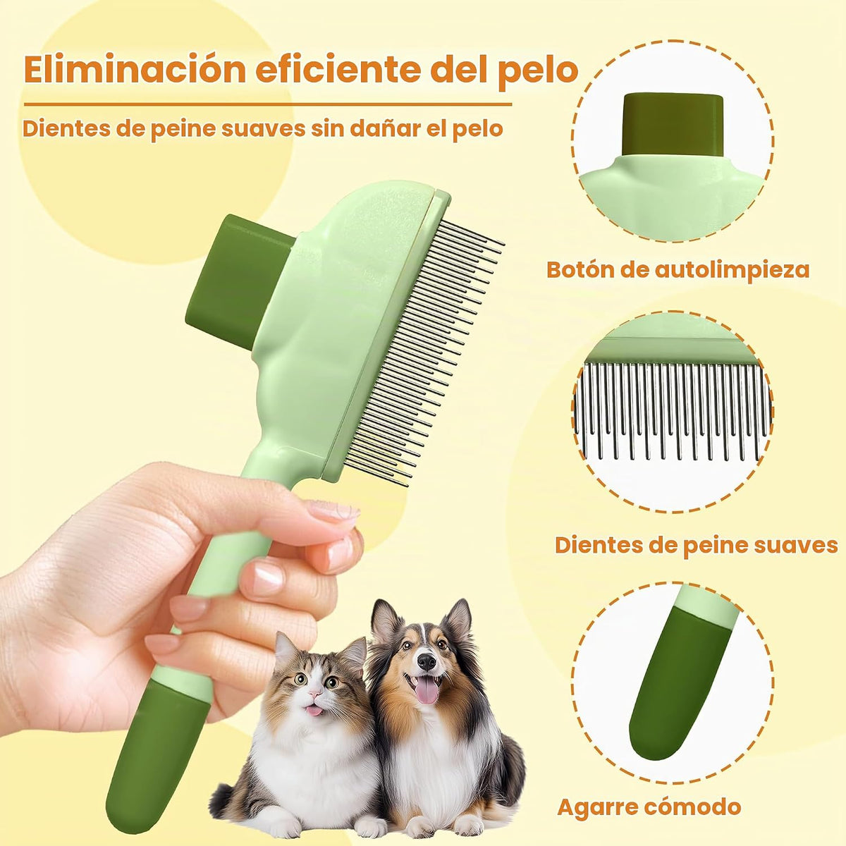KHQBG Cepillo de pelo de gato y cepillo para perros, cepillo de des...