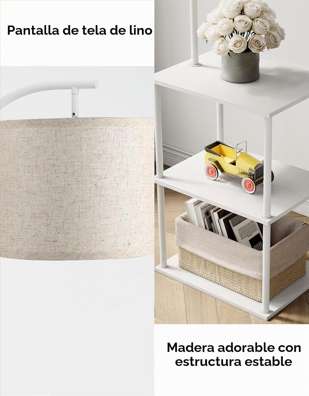 PARTPHONER Lámpara de pie con mesa, mesita de noche con lámpara, me...