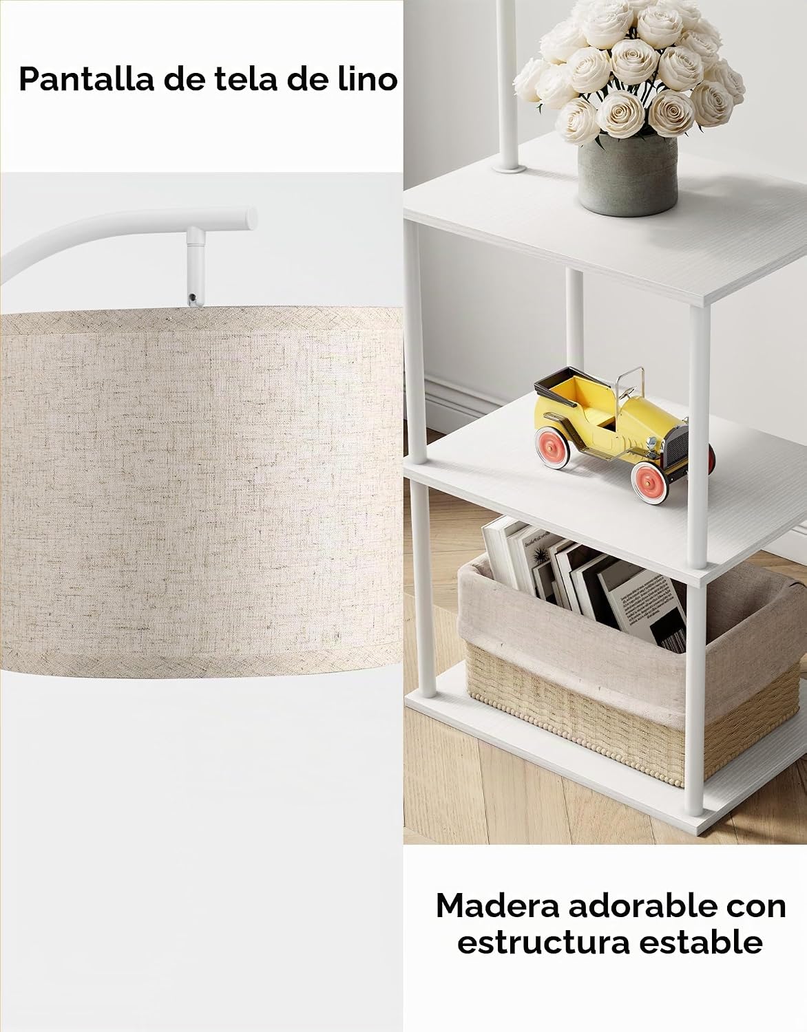 PARTPHONER Lámpara de pie con mesa, mesita de noche con lámpara, me...