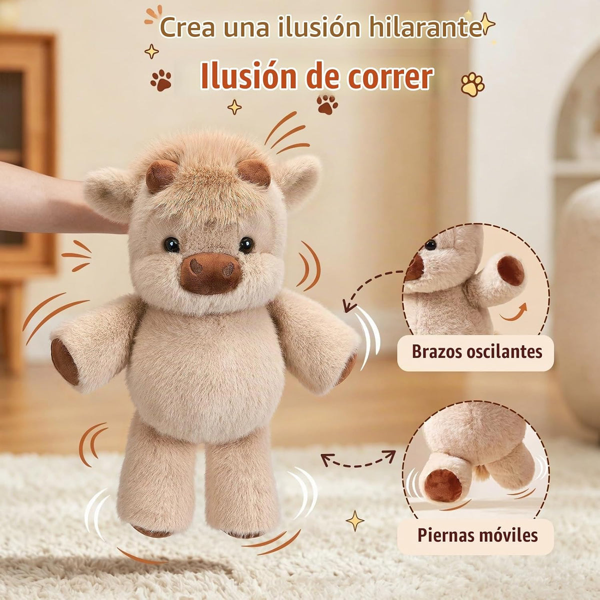 Peluches para correr, animal de peluche de vaca de las tierras alta...
