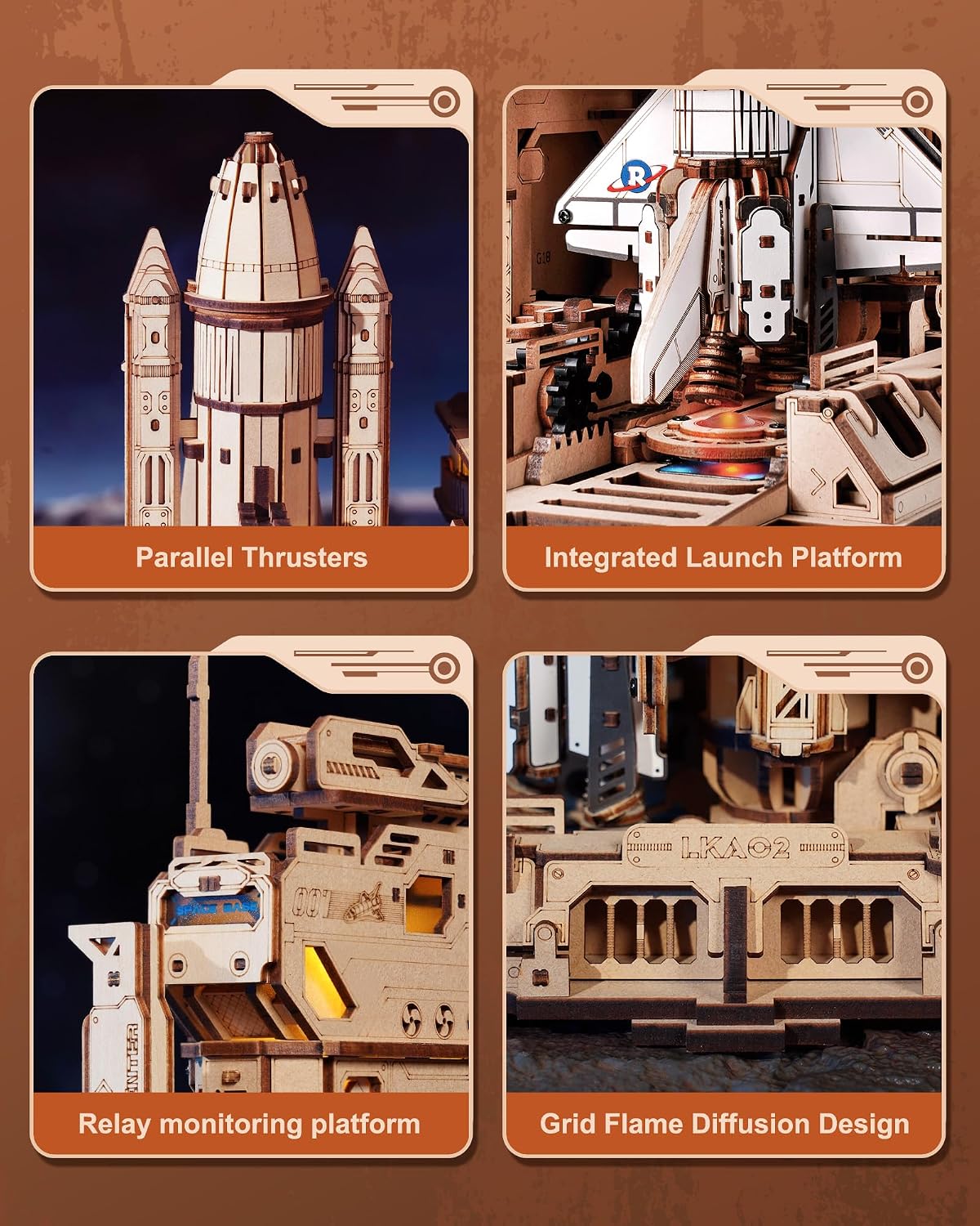 ROBOTIME Rompecabezas de madera 3D del transbordador espacial para...