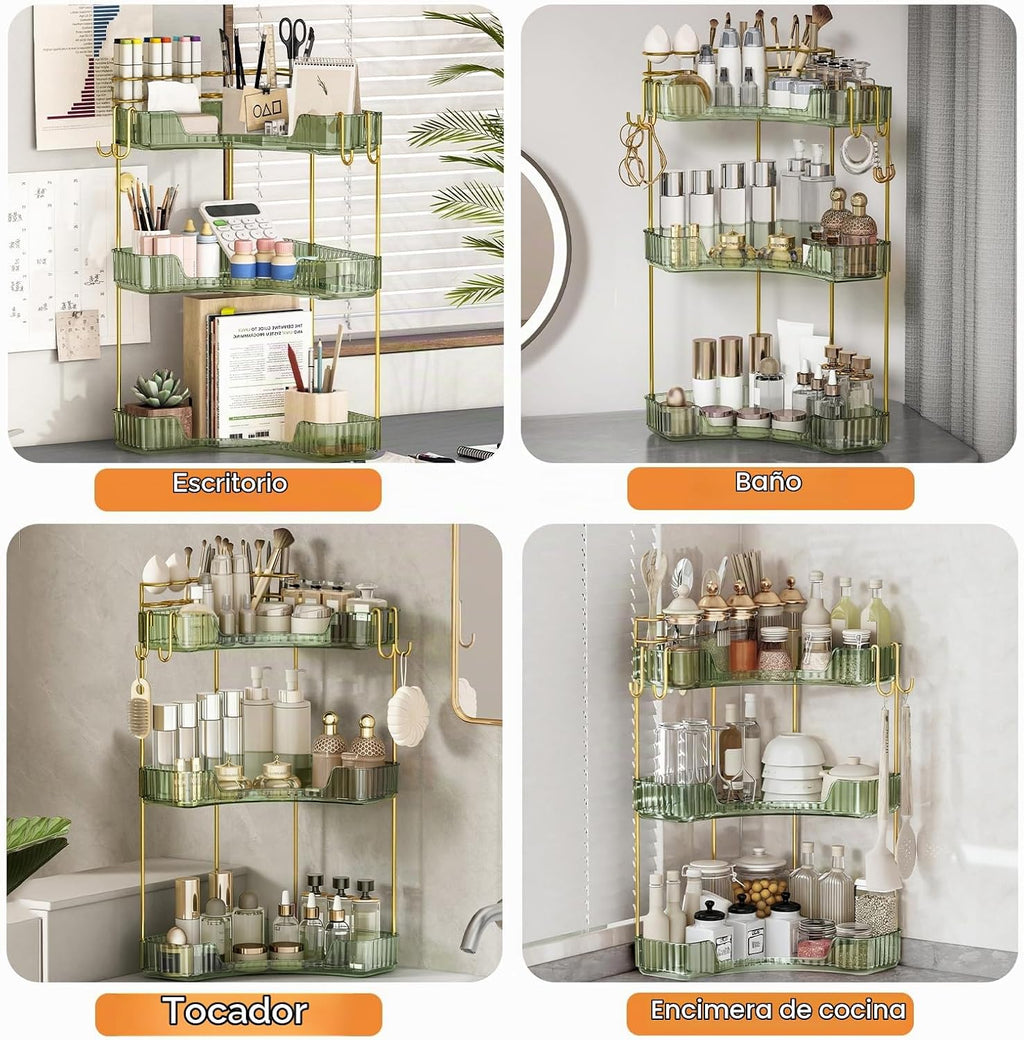 Greenby Organizador esquinero de 3 niveles para mostrador de baño,...