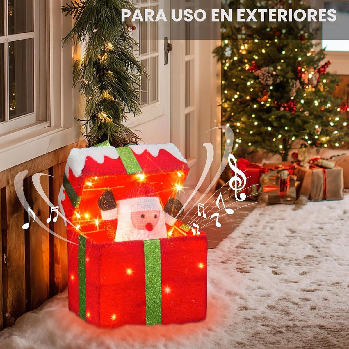 Decoraciones de Navidad para interiores Caja de regalo iluminada co...