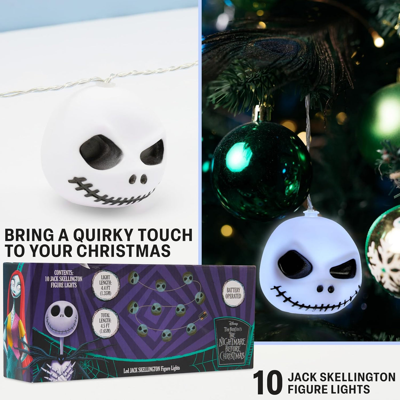 Disney The Nightmare Before Christmas - Guirnalda de luces LED para...