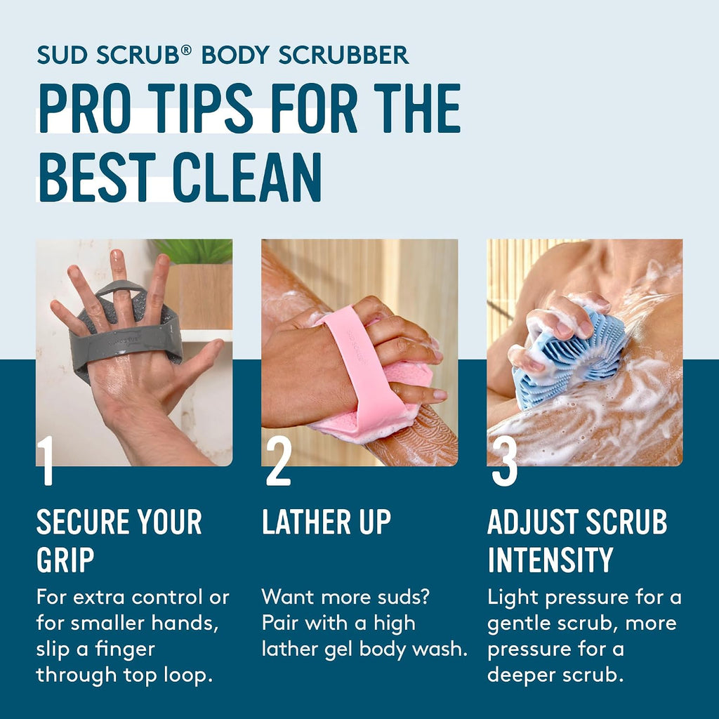 Sud Scrub® Depurador corporal de silicona antimicrobiano, cepillo e...