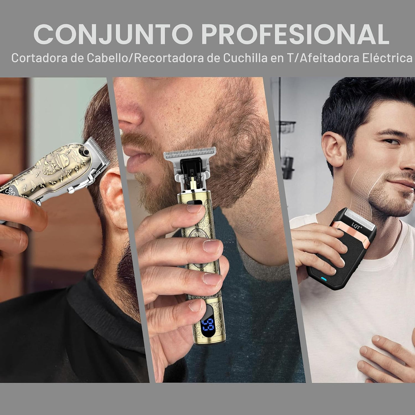 Juego de cortapelos para hombres, cortadora de pelo con pantalla LE...