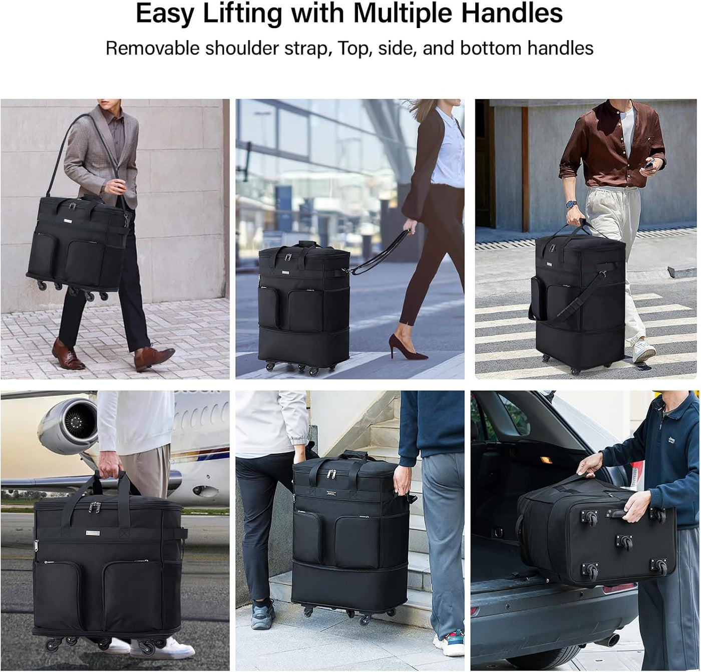 Maletas Hanke con ruedas, bolsa de viaje expandible y plegable, mal...