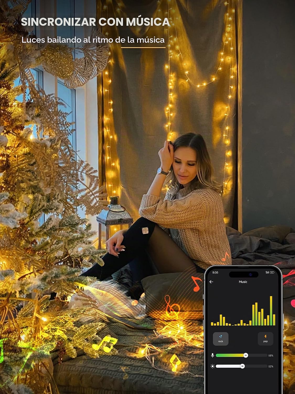 BrizLabs - Luces de Navidad de color blanco cálido y cambio de colo...