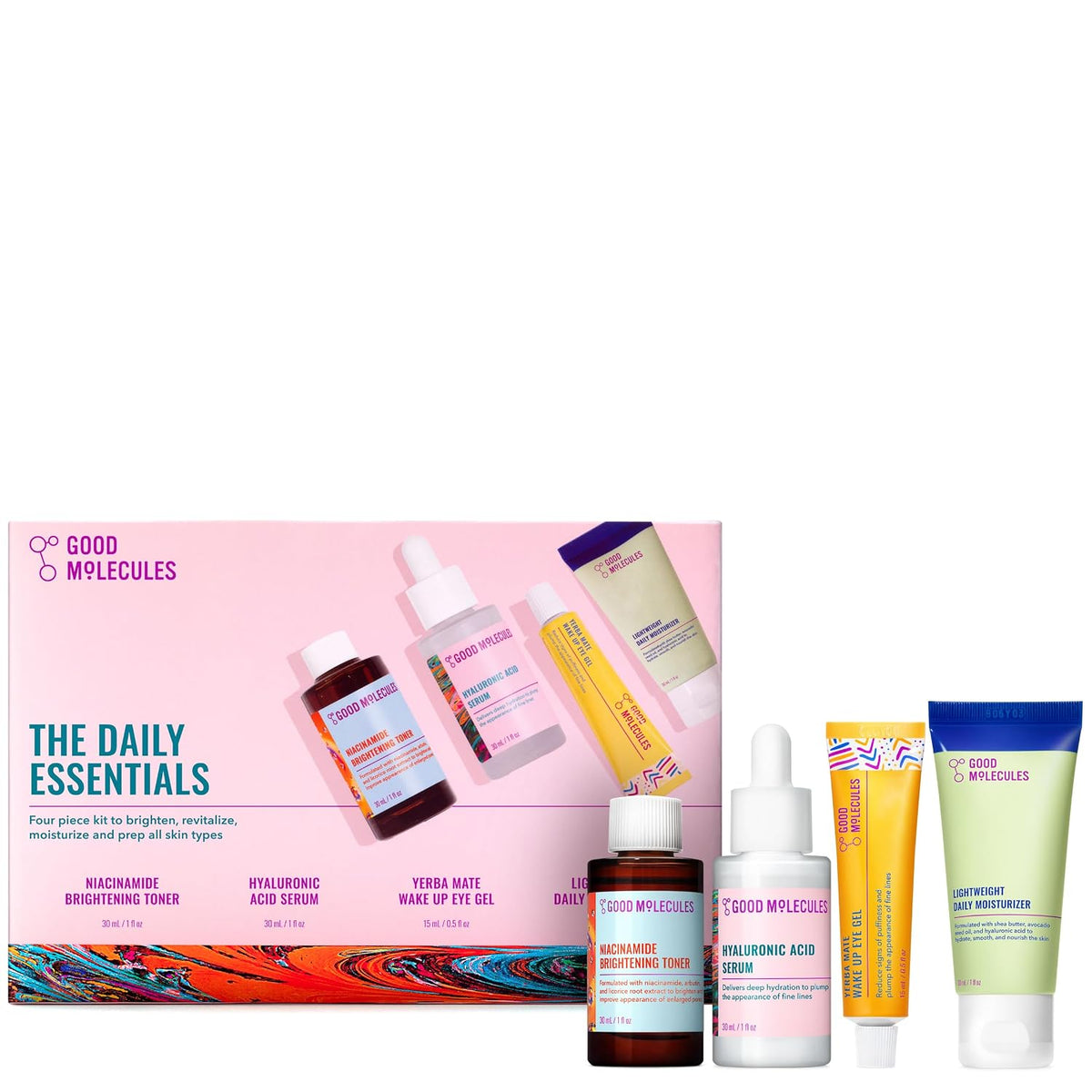 Good Molecules The Daily Essentials Set de cuidado de la piel de 4...
