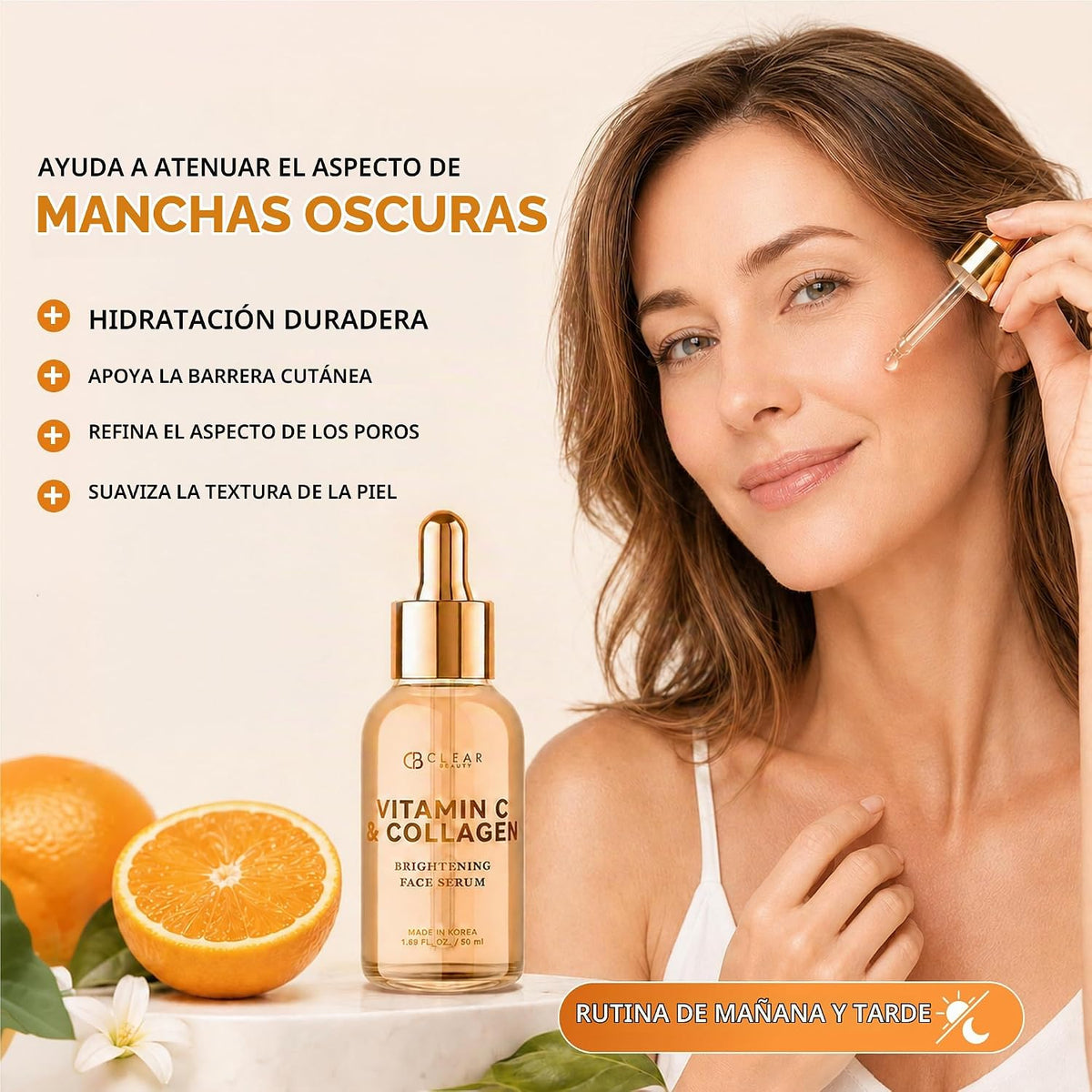 Clear Beauty Suero de vitamina C para la cara con colágeno, probado...