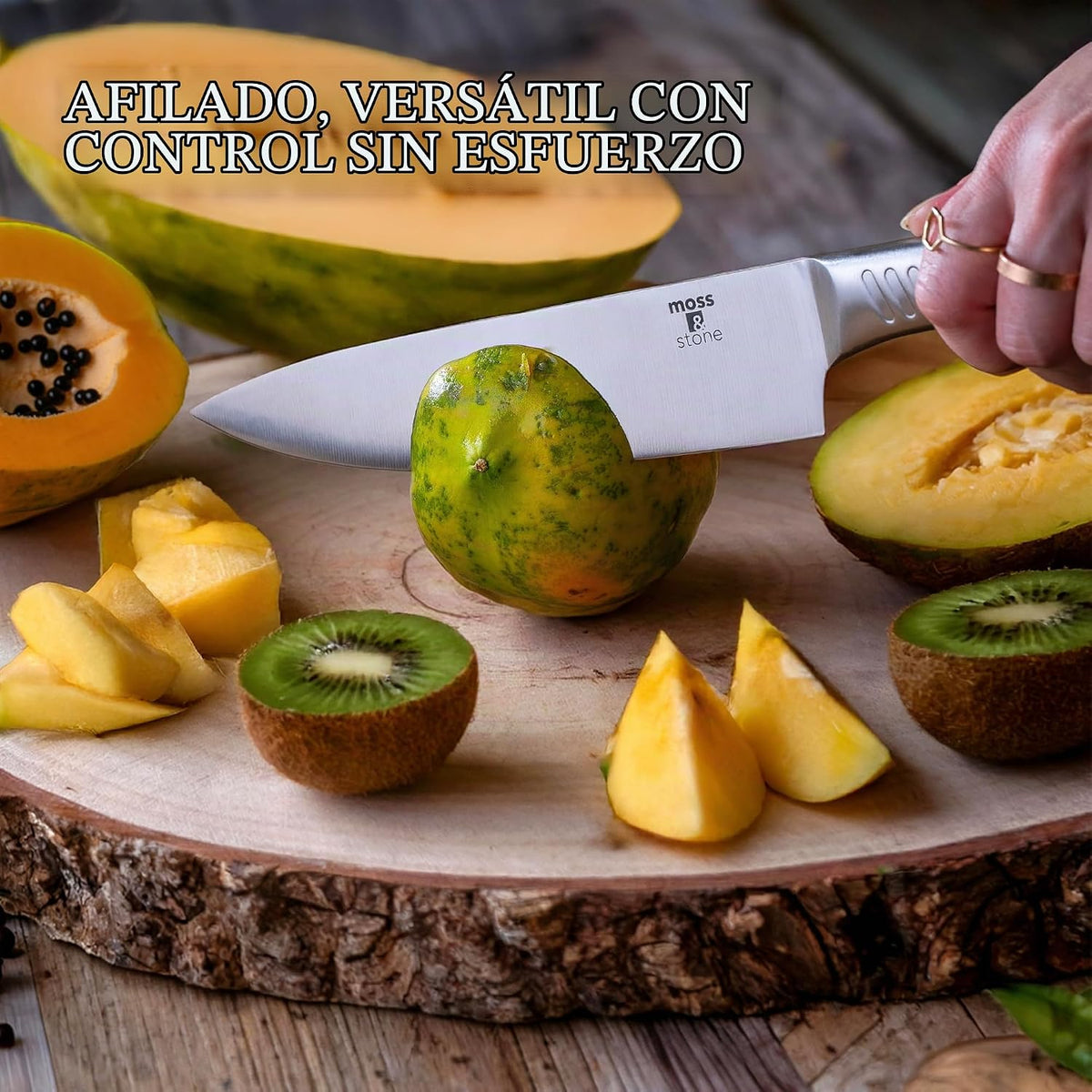 Moss &amp; Stone Juego de cuchillos de cocina profesional, juego de...