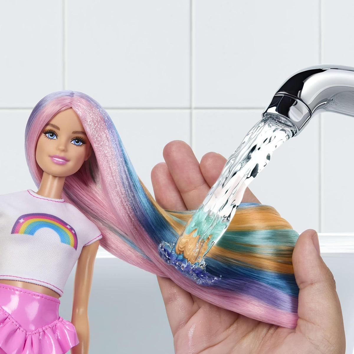 Barbie Muñeca de pelo Rainbow Sparkle y accesorios | Muñeca de moda...