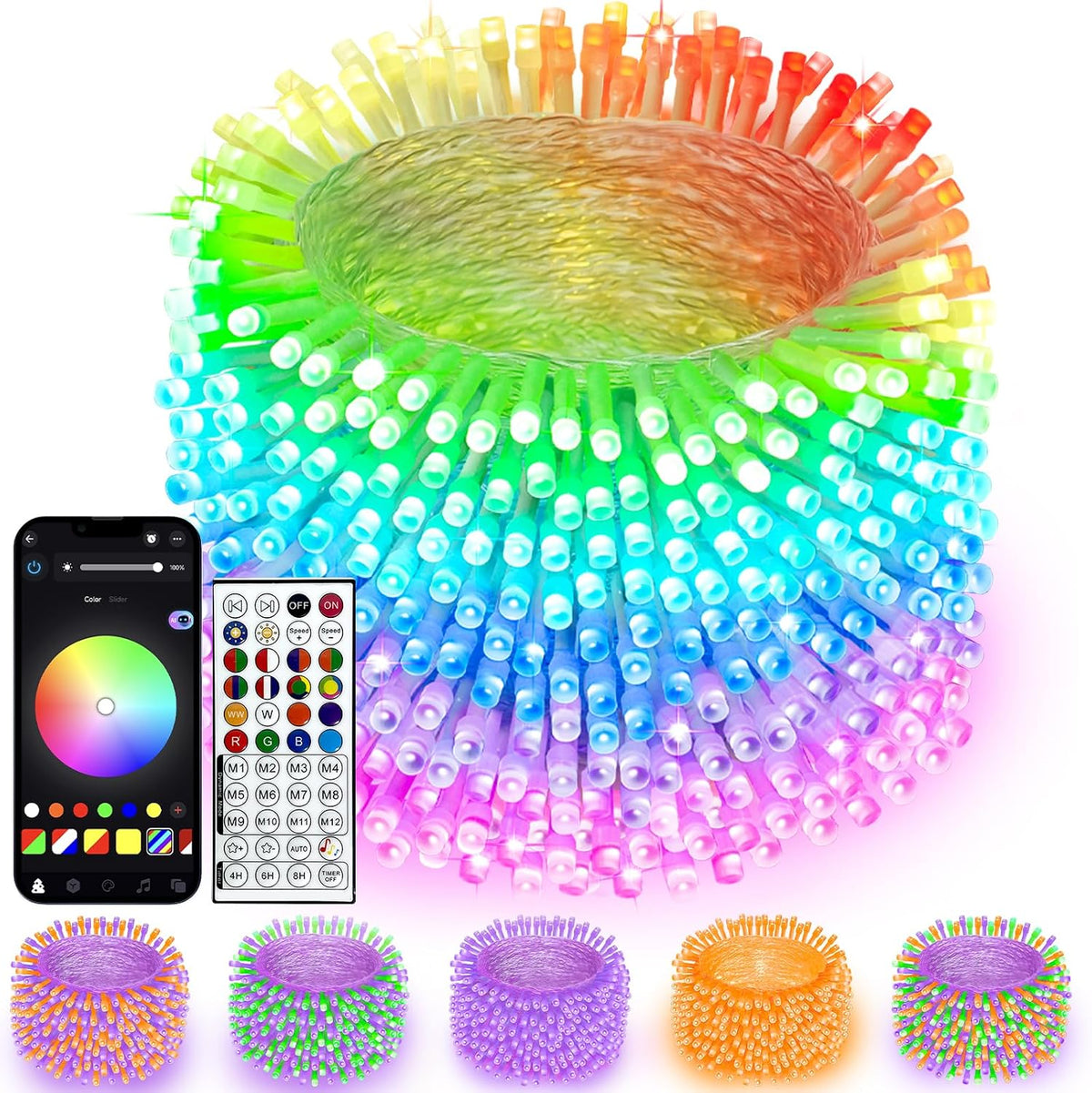 600 LED Smart RGB Color Cambio de Luces de Cadena APP y Control Rem...
