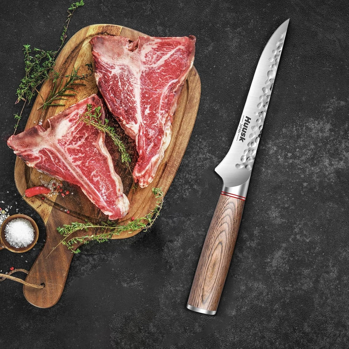 Huusk Cuchillo deshuesador para cortar carne, cuchillo de filete ja...
