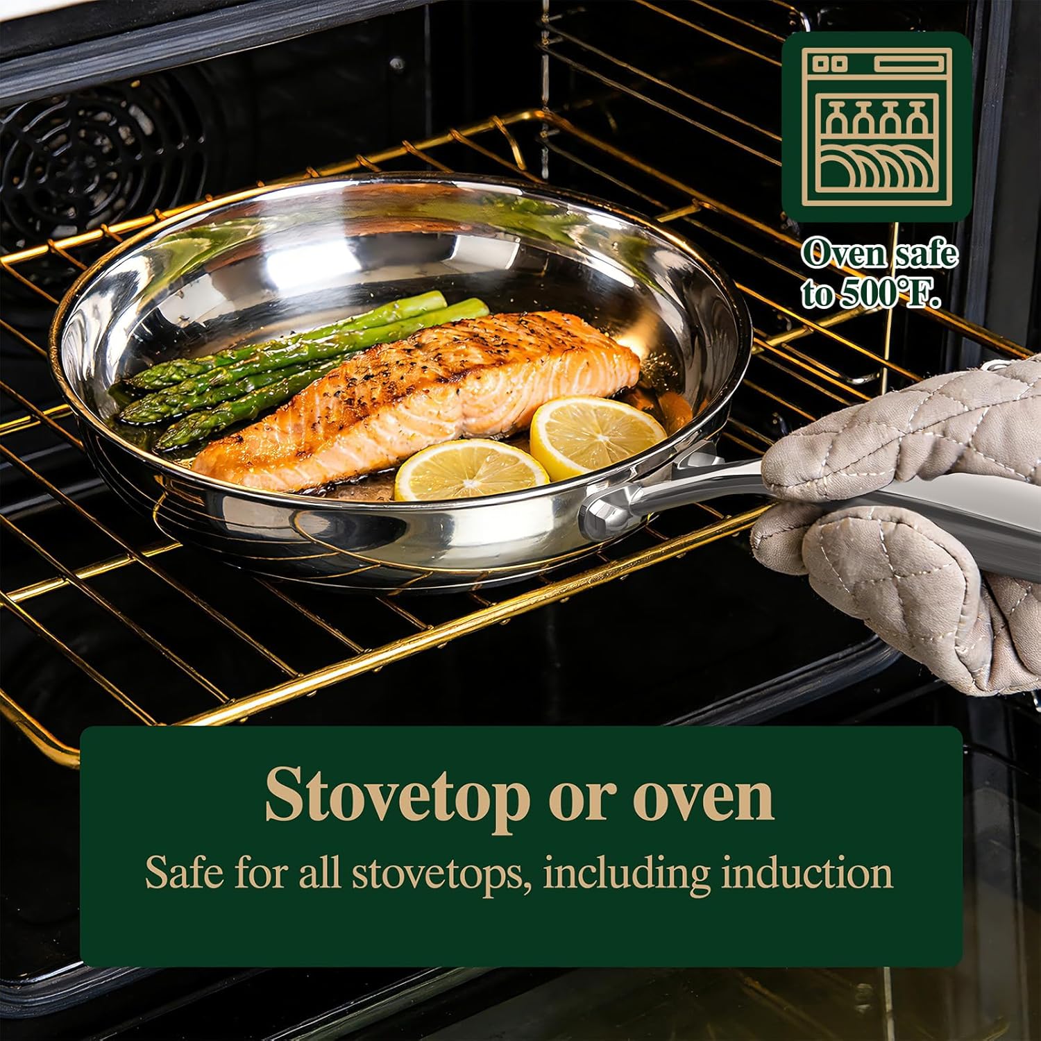 Umite Chef Juego de 17 utensilios de cocina de acero inoxidable rev...