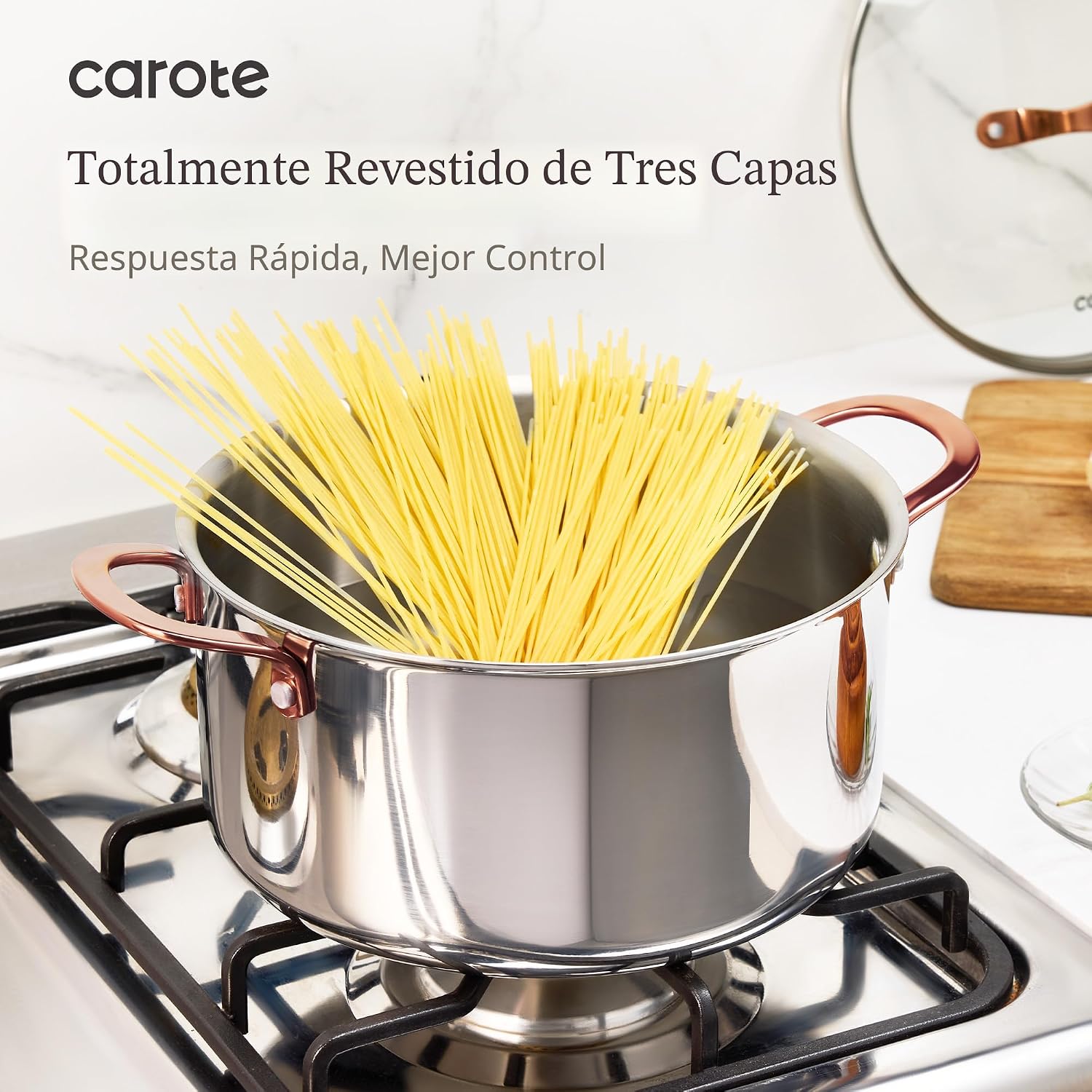 CAROTE Juego de utensilios de cocina de acero inoxidable de tres ca...