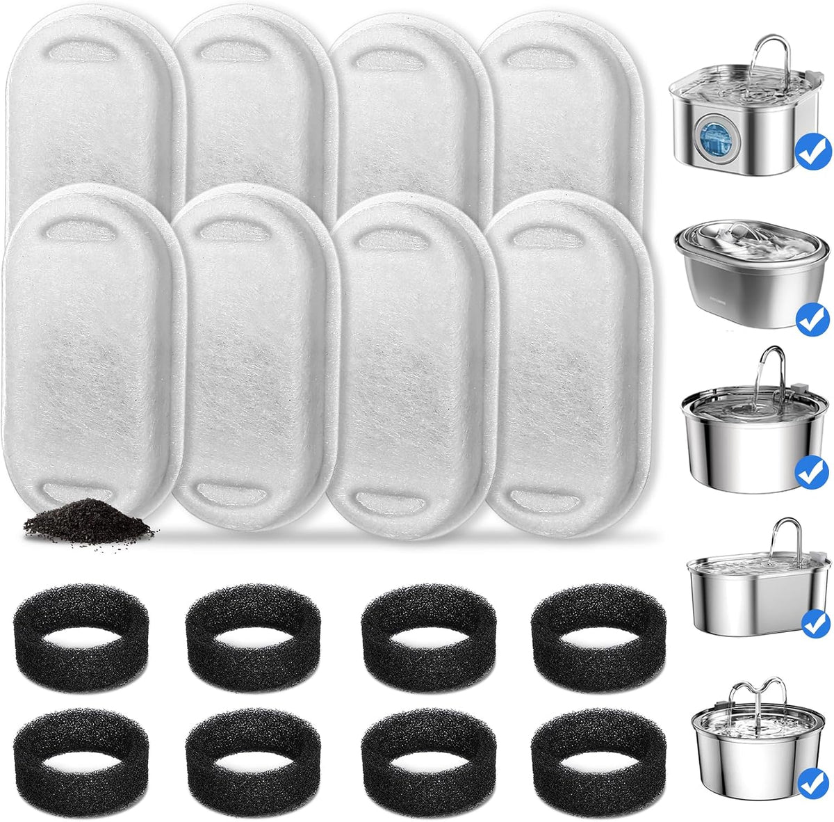 NautyPaws Filtros de fuente de agua para gatos, paquete de 8 filtro...