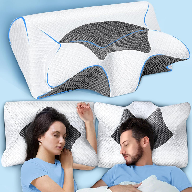 SAHEYER Almohada cervical para el cuello, almohada ergonómica de es...