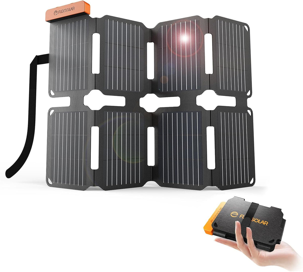 Cargador de panel solar portátil FlexSolar de 25 W con puertos USB-...