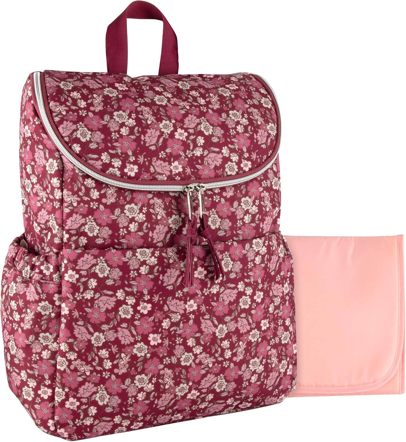 Mochila de pañales floral multifunción y bolsa de pañales de viaje...