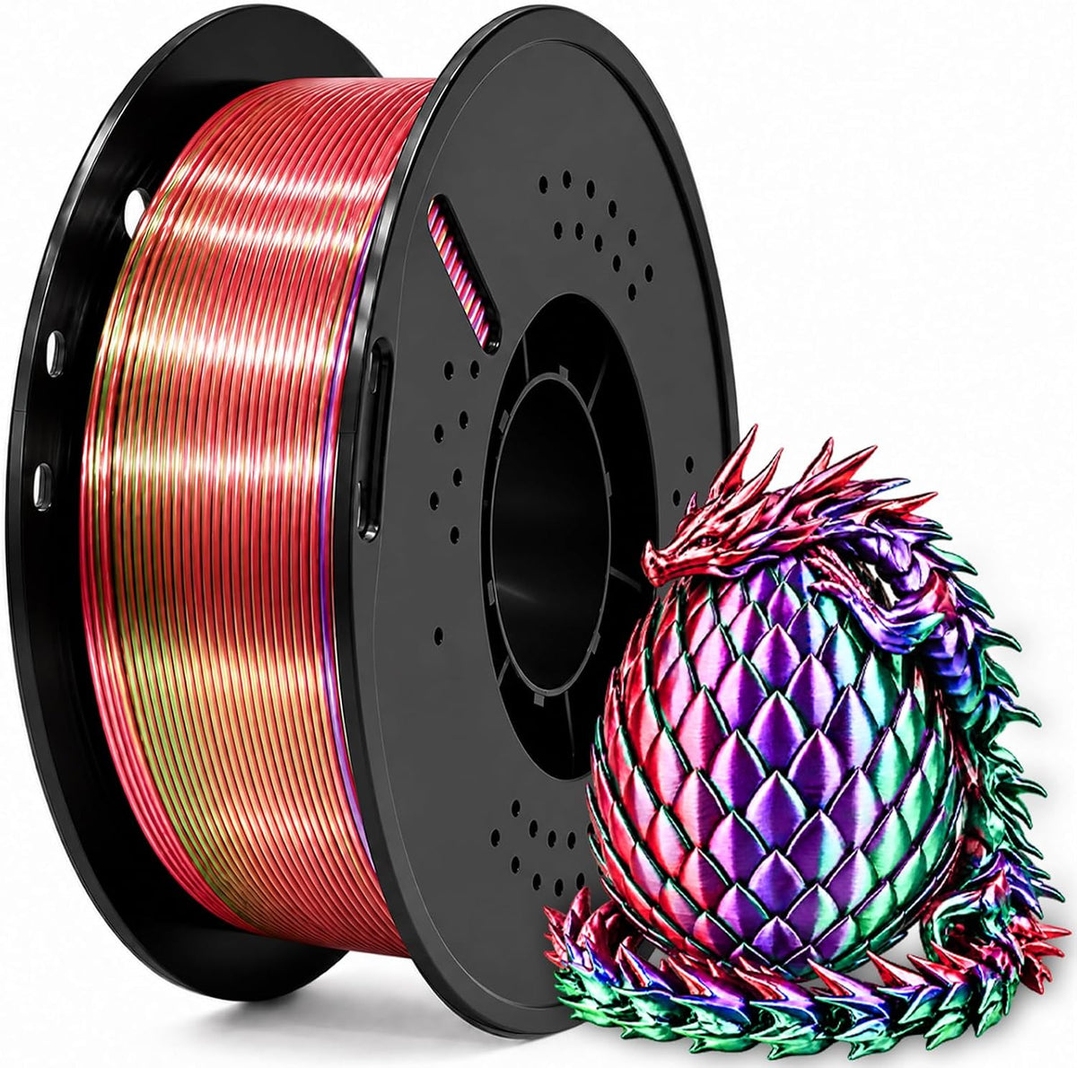Frucindra Filamento de impresora 3D PLA+ de seda presecado, filamen...
